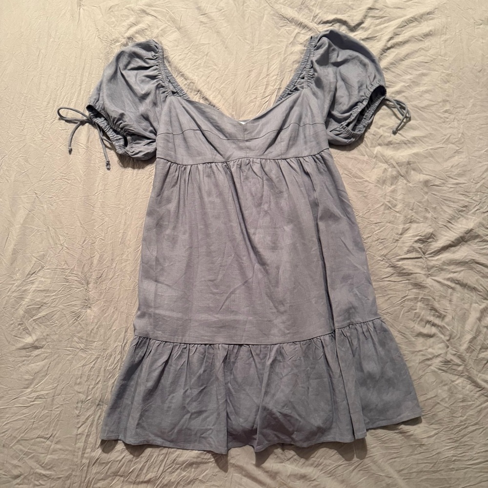 Light Blue Puff Sleeve Dress